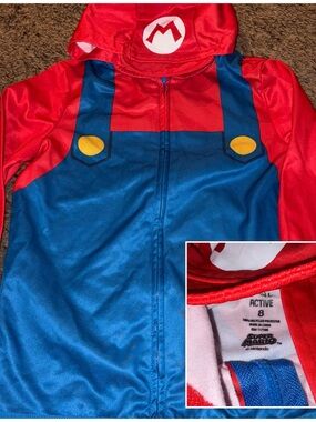 Super Mario Red & Blue Kids Hoodie Costume - Nintendo